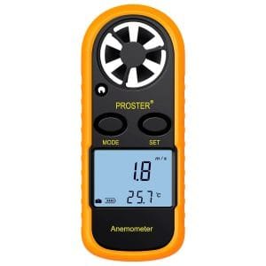 Proster Anemómetro Termómetro Digital de Pantalla LCD Medidor de Velocidad Viento