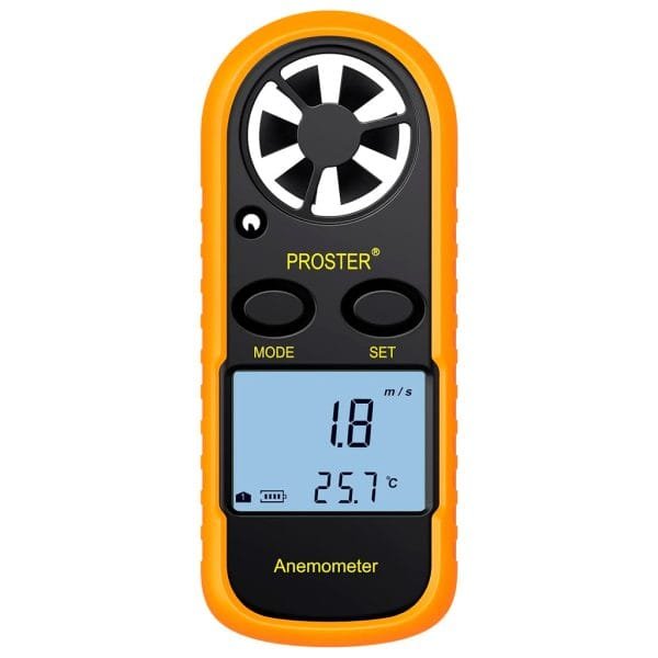 Proster Anemómetro Termómetro Digital de Pantalla LCD Medidor de Velocidad Viento